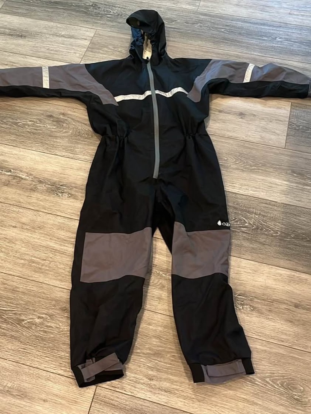 Oaki Kids Black and Gray Waterproof One-Piece Rain Suit size 12/13